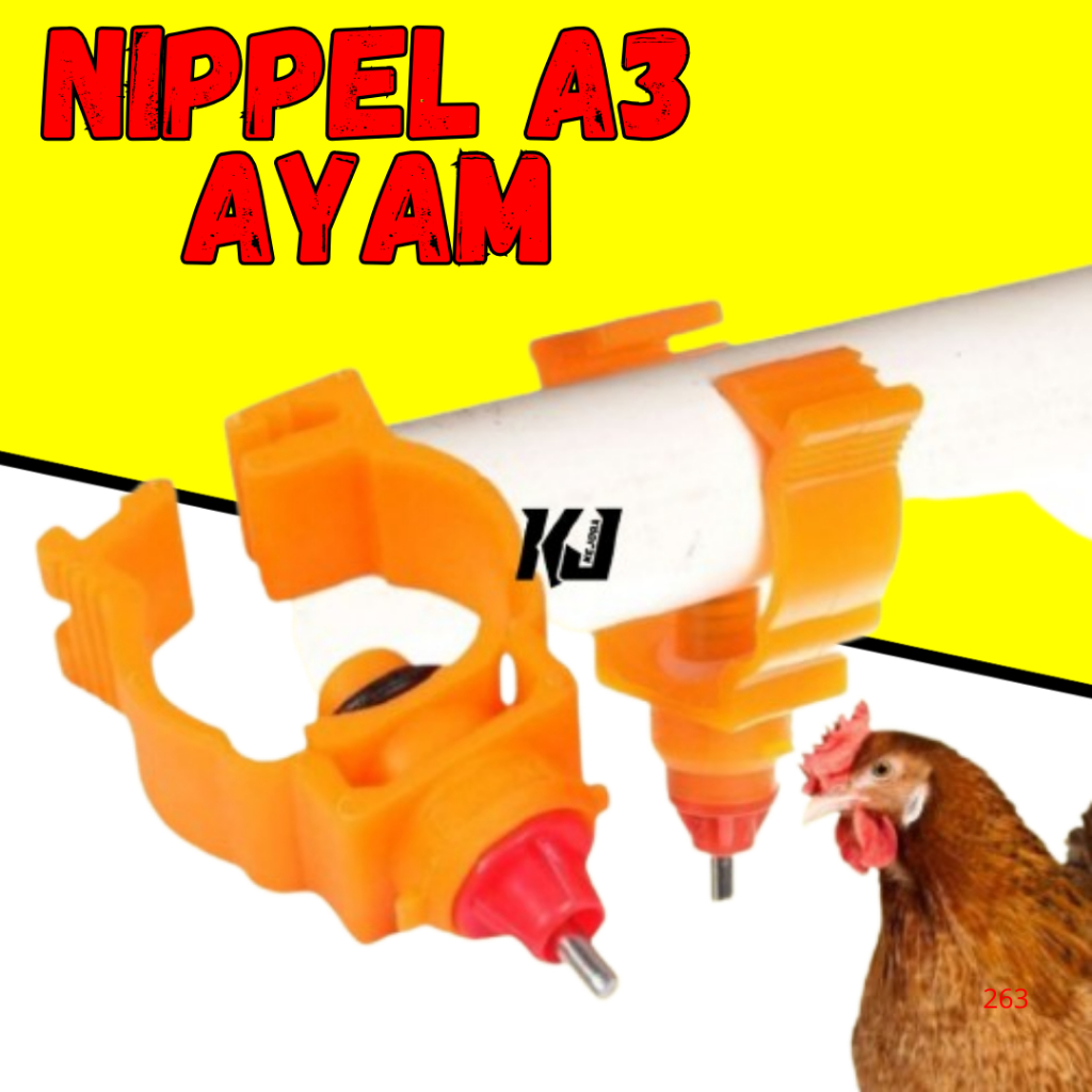 Nipel A3 Nepel Nipel Nipple Tempat Minum Ayam Petelur Broiler Layer Oranye