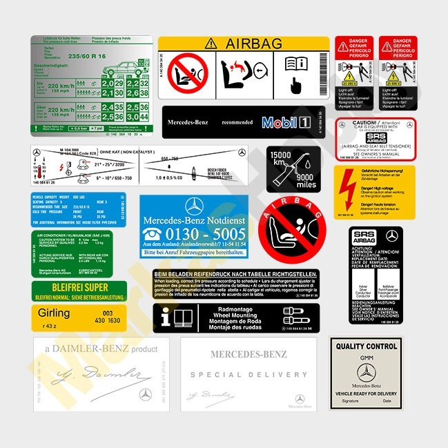 Stiker Mercedes-Benz W140 Warning Set