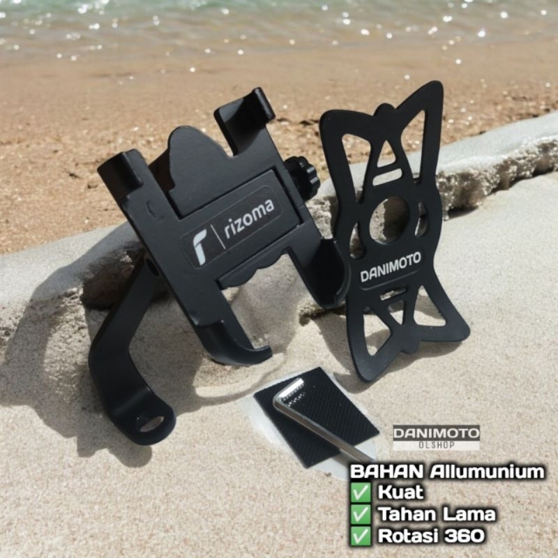 M3 Holder HP Spion Motor Full Alumunium Besi Bonus Karet Anti Begal Universal Nmax Vario Mio Beat