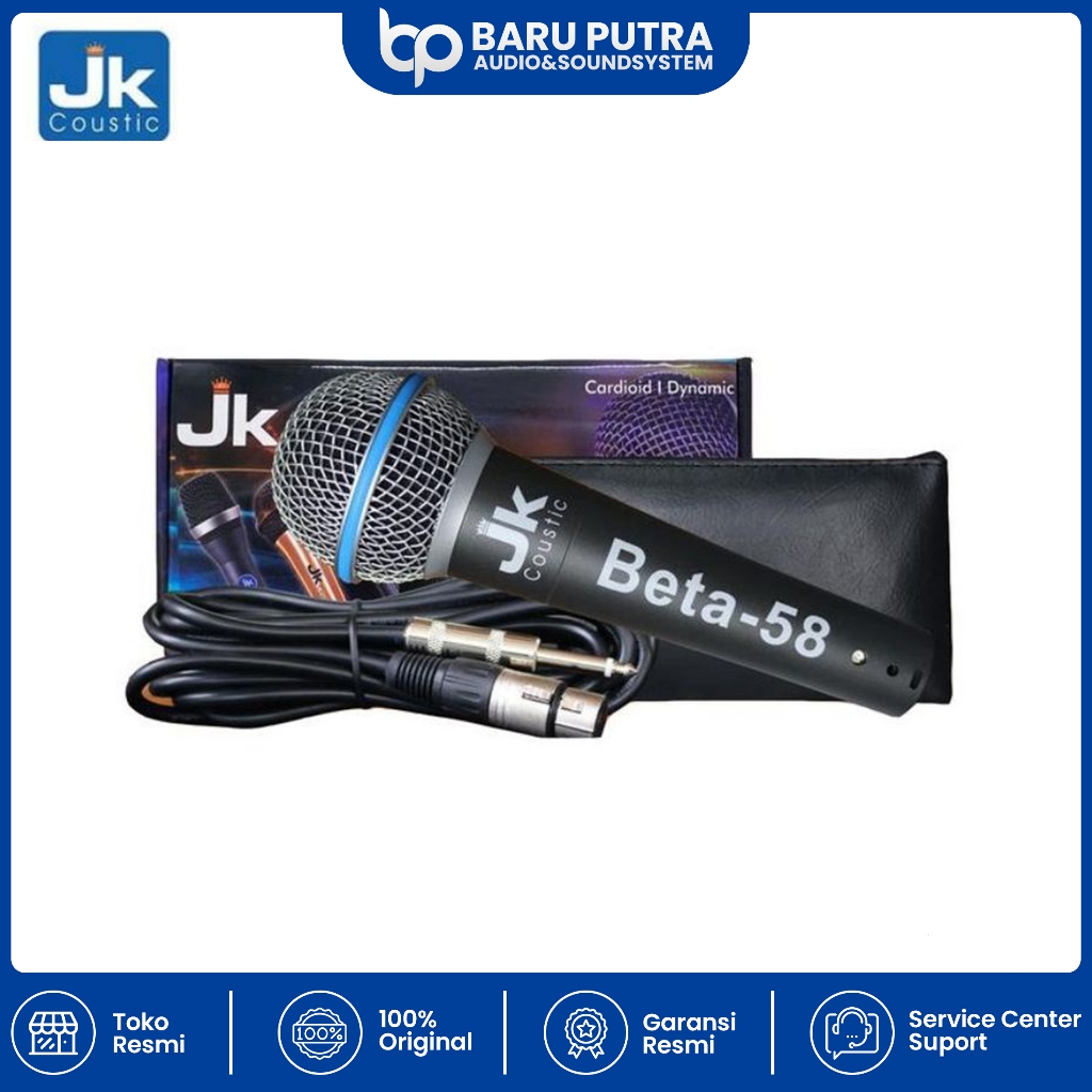 Mic Kabel JK Coustic Beta 58 Dynamic / Microphone JK Coustic Beta-58 (TANPA KABEL)