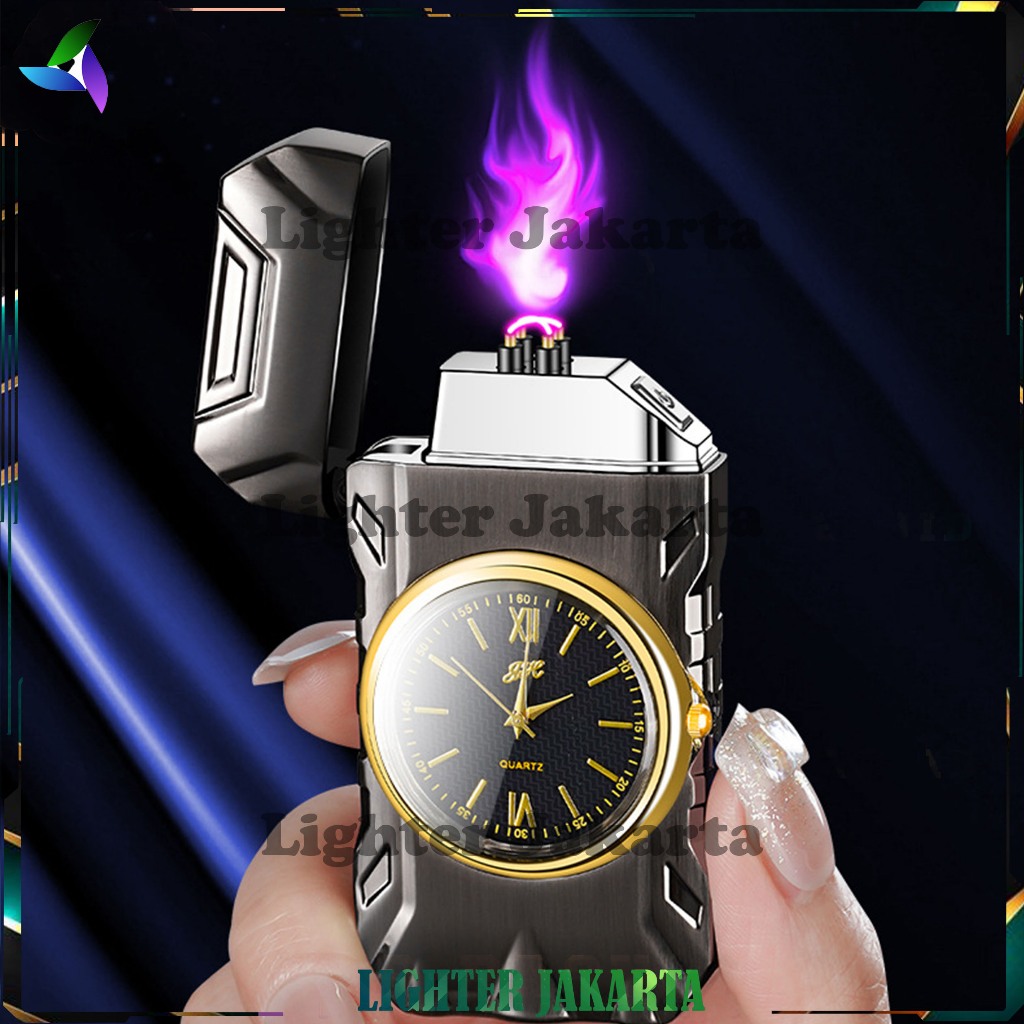 Korek Api Double Arc Plasma Jam Watch Zhuoheng Lighter ZH-801