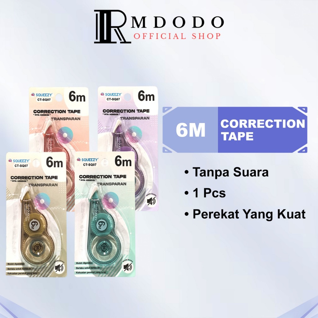 

Rmdodo - Correction Tape 6M / Tip Ex Kertas / Tip X Correction Pen CT-SQ07