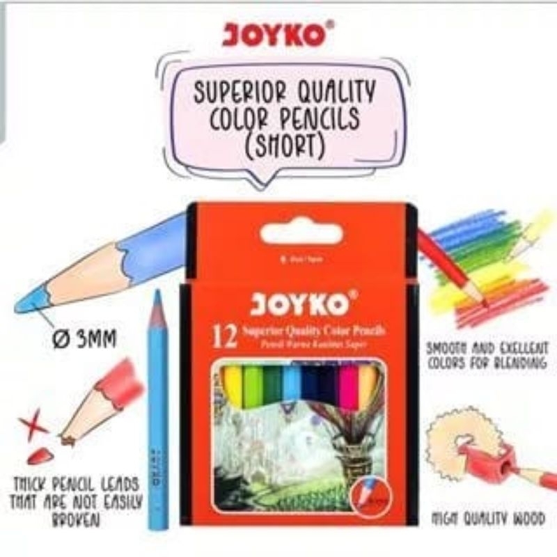 PENSIL WARNA JOYKO 12 WARNA // PENSIL KAYU WARNA // JOYKO