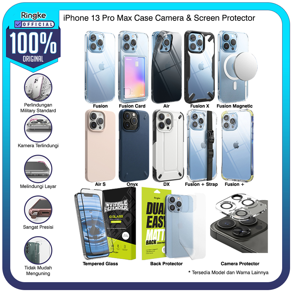 Casing iPhone 13 Pro Max Softcase Camera Tempered Glass Screen Protector Fusion X Onyx Mag Safe Slim