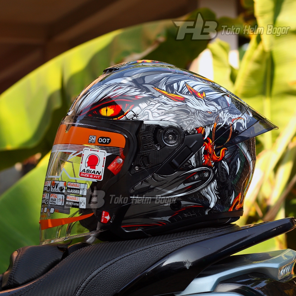 INK HELM TERRA 2 | CUSTOM MOTIF DRAGON | DOUBLE VISOR | EXTRA SPOILER 3D ORIGINAL