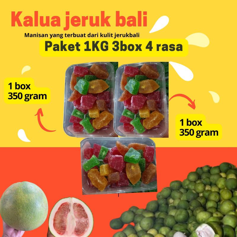 

KALUA JERUK BALI MANISAN KULIT JERUI BALI 1kg PAKET bundling 4 rasa manisan kulit jeruk bali // kalua jeruk manis legit