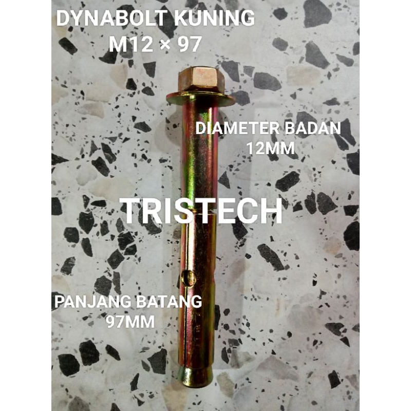 DYNABOLT KUNING  m12 × 97 baut beton / DYNABOLT, diameter badan 12mm , panjang batang 97mm