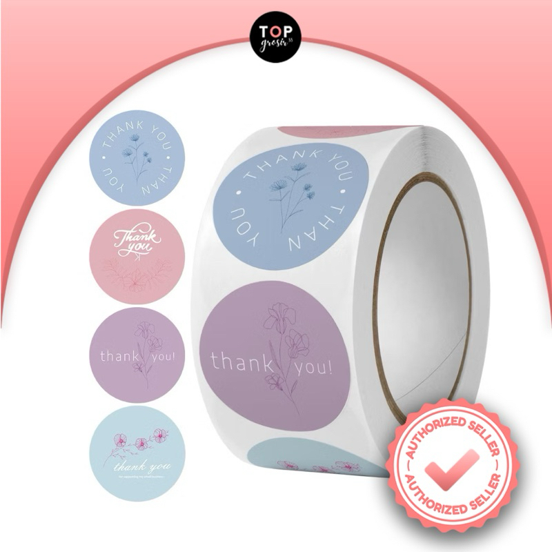 

(6 PCS) Sticker Thank You | Stiker Terima Kasih | 500 Pcs / 1 Roll | Sticker Label Murah