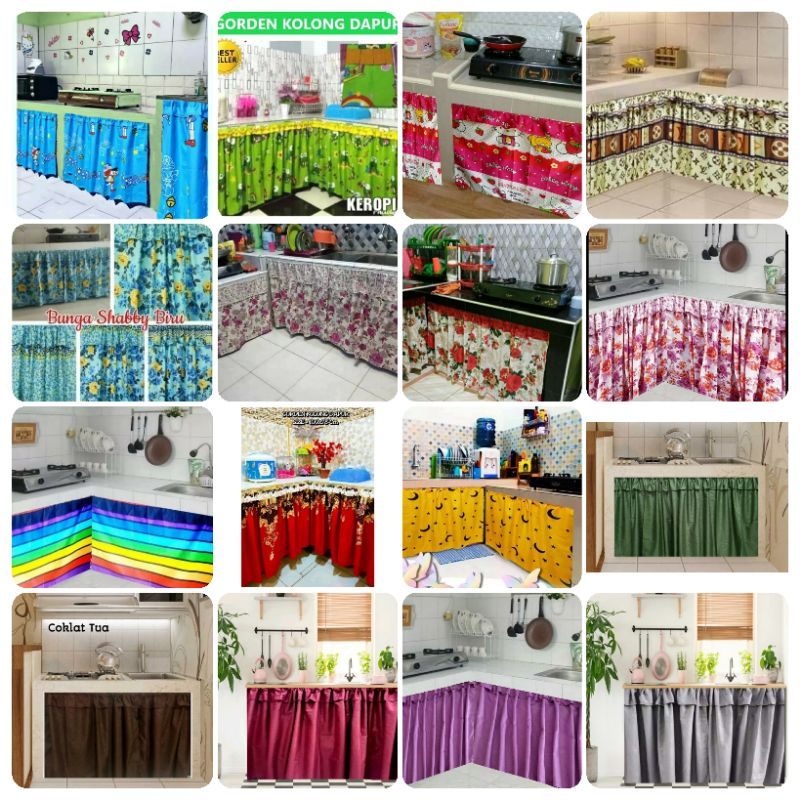 IMB Gorden kolong dapur / TIRAI KOLONG DAPUR / TIRAI KOLONG MEJA DAPUR MOTIF KARAKTER SHABBY