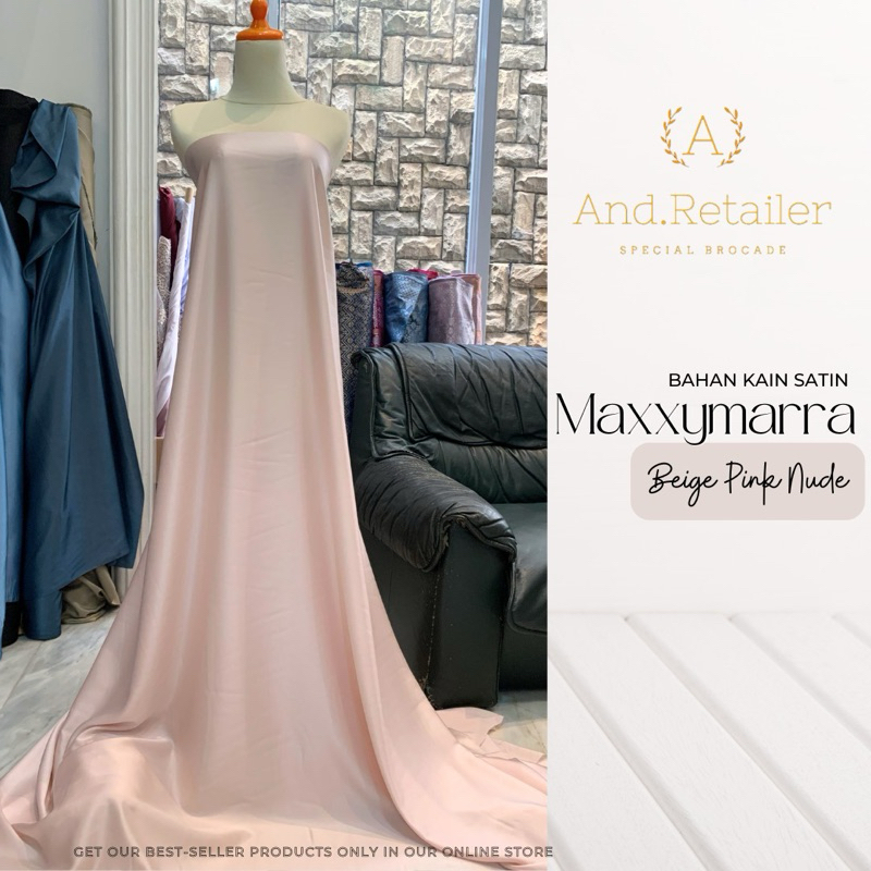 Bahan Kain Satin maksmara maxxymarra Original Silk Warna Beige Nude Pink Cream Baby Pink Bahan serag