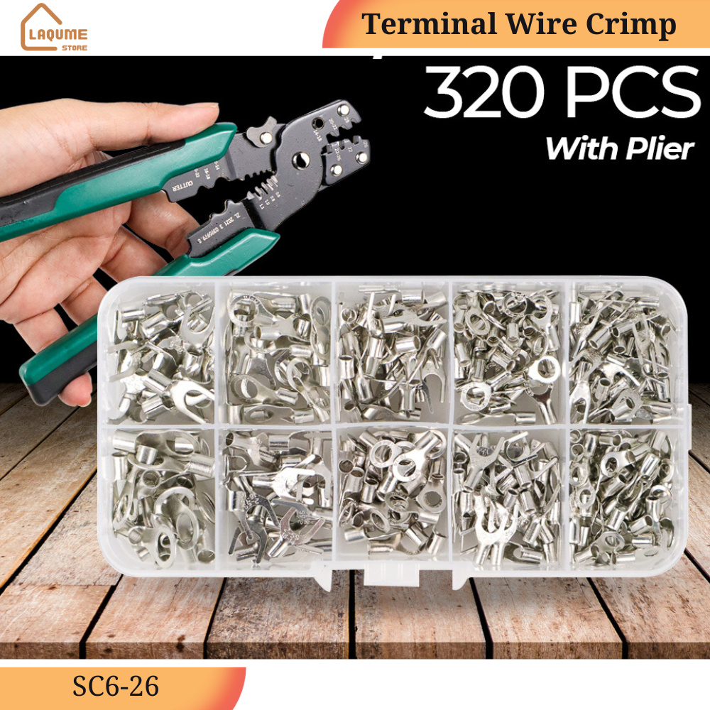 Skun Kabel 320 PCS PlusTang Terminal Kabel Wire Crimp Conector Kit with Plier Tang