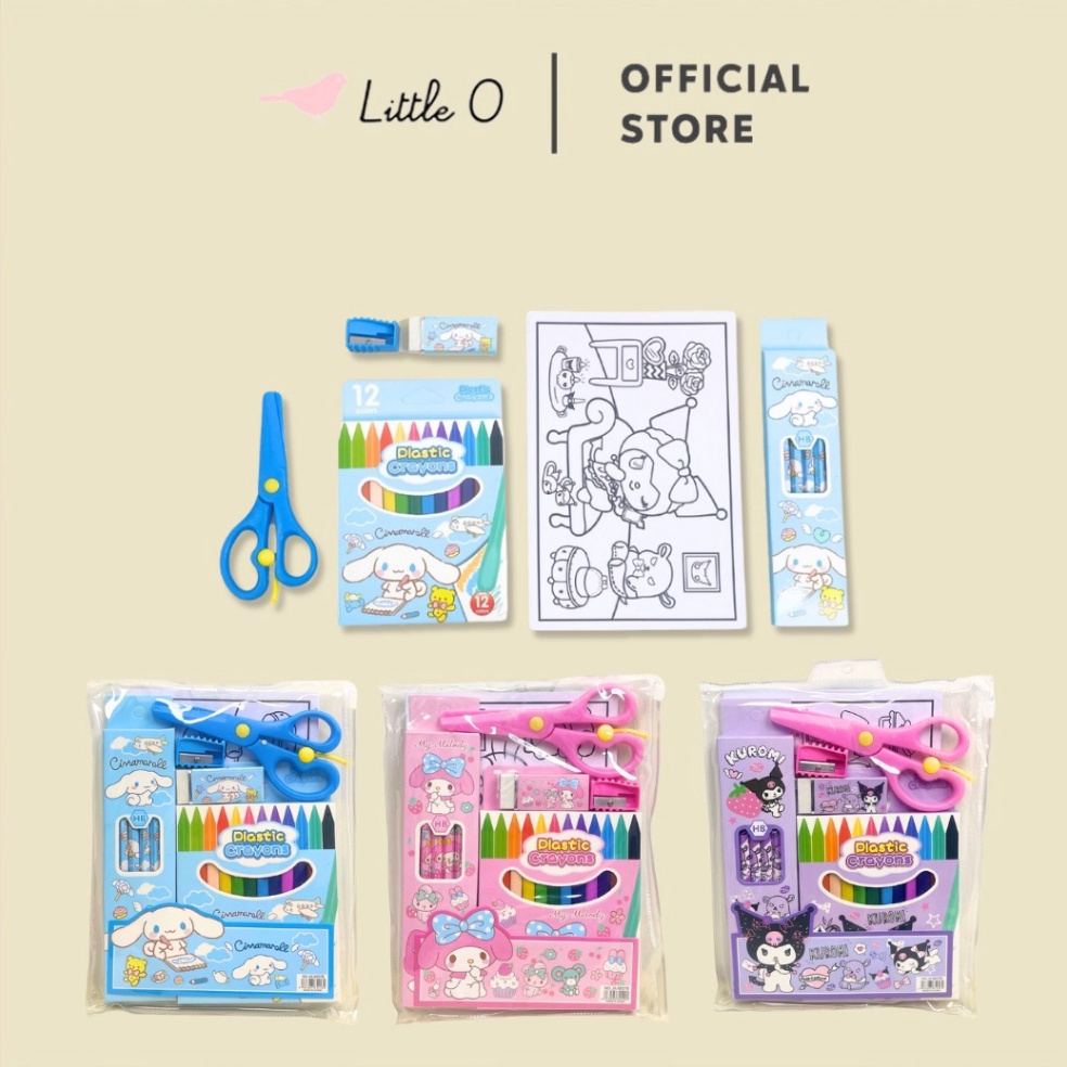 

KODE K8K 6IN1 SANRIO Paket Drawing Crayon Set Gunting Pensil Penghapus Mewarnai Goodiebag Stationary Set