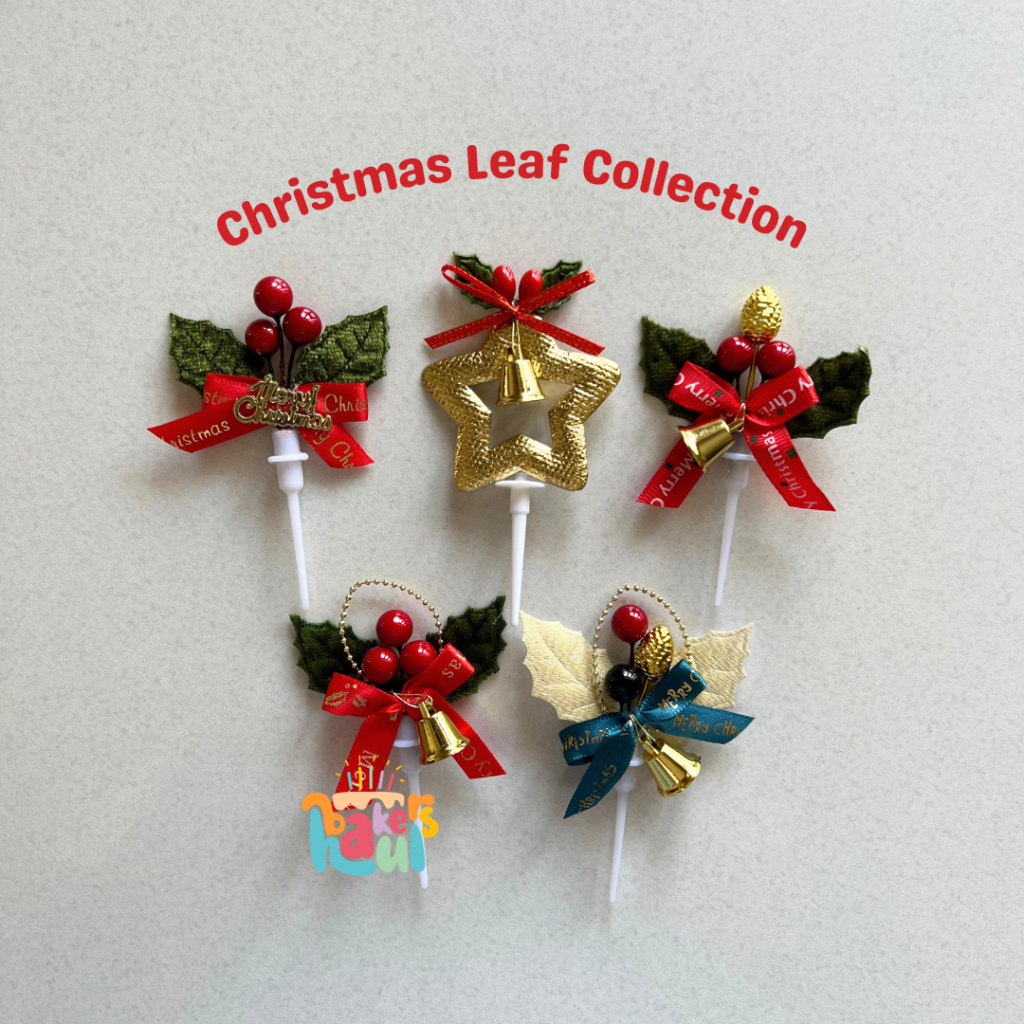 

Christmas Cake Topper / Bahan Dekorasi Kue Natal / Christmas Tie Topper / Xmas Topper / Christmas Leaf Topper / Daun Hiasan Kue Natal / Daun Hiasan Cake / Bahan Dekorasi Kue