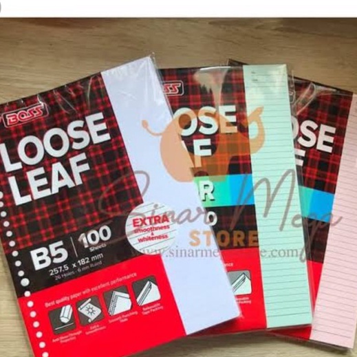

Murah Isi map binder b5 looseleaf b5 garis 1 lembar merek boss