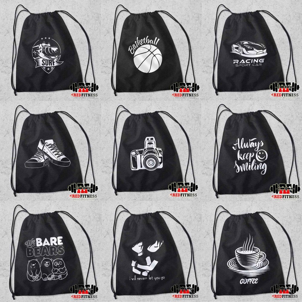 Tas Serut String Bag Drawstring / GymSack Olahraga Gym Fitness Basket Renang Lari Running Futsal Fas