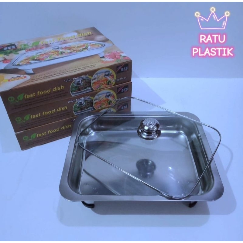 FastFood  Tempat Makan Prasmanan Tutup Kaca Nampan Prasmanan Stainless