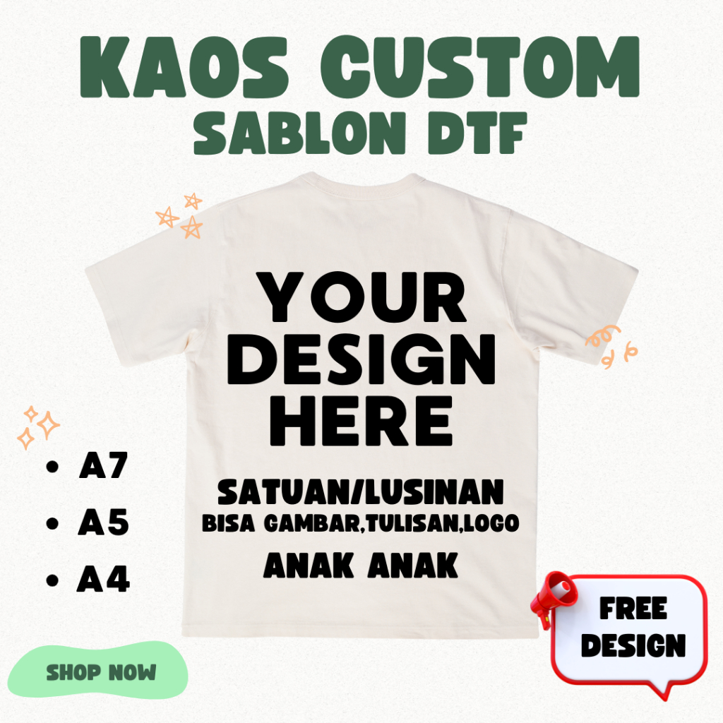KC - Kaos custom Anak anak / Kaos DTF / Bisa sablon nama, foto, tulisan bebas sesuai request / Kaos 