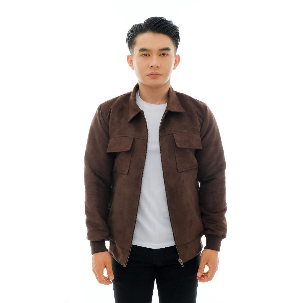 Brofash Jaket Bomber Suede Kerah Trcuker Pria Cowok Dewasa Keren Kece Terbaru Original 100% Branded 