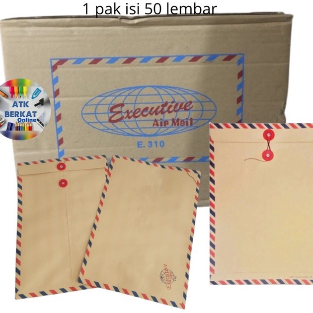 

KP8 5 pcs Amplop coklat Folio Tali airmail 31 Executive