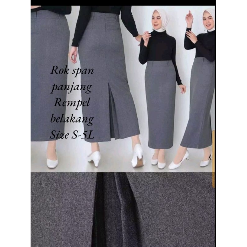 ROK KERJA WANITA ROK KANTOR HITAM PANJANG/ROK SPAN HITAM PANJANG SIZE S-5L
