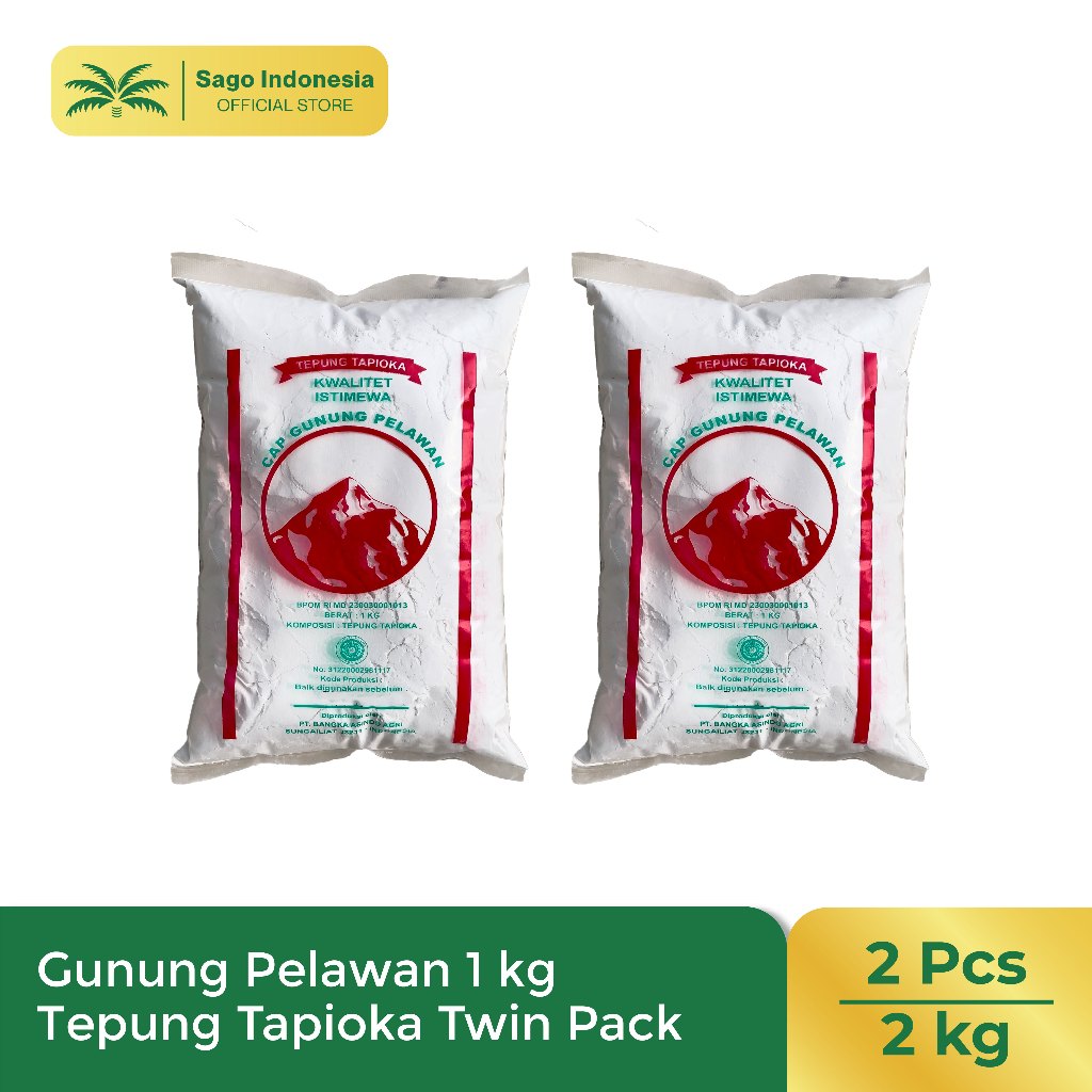 

Tepung Tapioka Cap Gunung Pelawan 1 kg Twin Pack