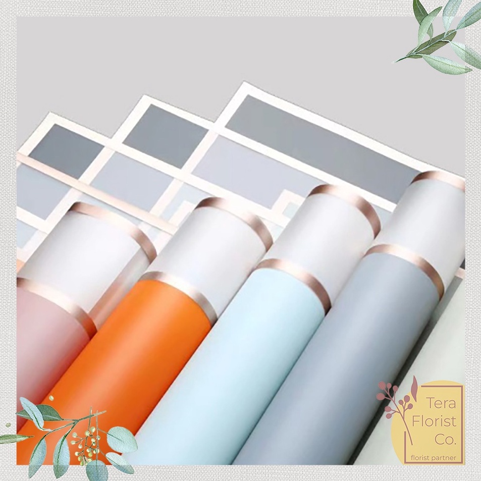 

Good Quality 2 Lembar Cellophane Double Gold Frame Buket Bunga Korean Kertas Waterproof Ori Sinowrap Flower Wrapping Paper Calor Kado Tera Florist