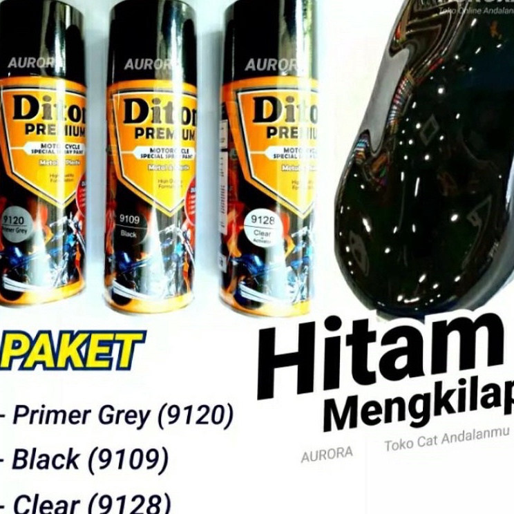 Spesial Diskon  PAKET Diton Premium Black 919 Hitam Mengkilap 4ml Pilok Tahan Bensin termasuk Epoxy 
