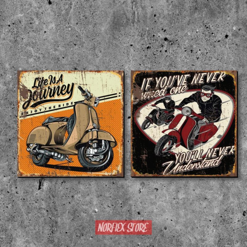 Hiasan kamar cowok - Poster dinding retro Vespa vintage Pajangan