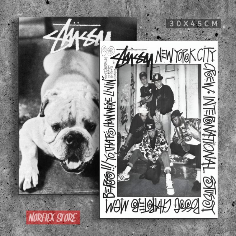 Hiasan dinding kamar cowok Poster kayu stussy vintage Pajangan Walldecor