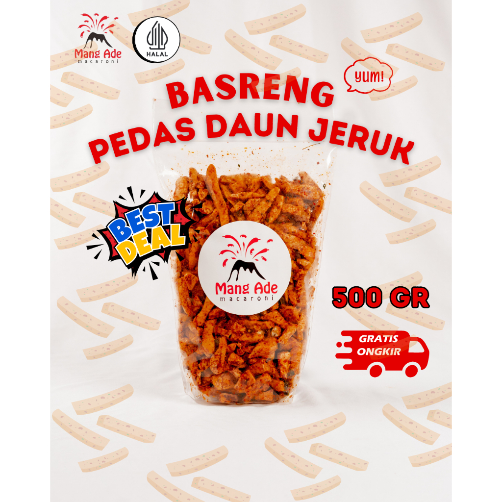 

Basreng Bakso Goreng Pedas Daun Jeruk Mang Ade Kemasan 500gram