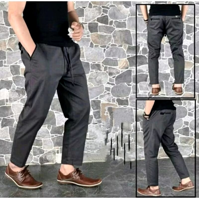 Celana Sirwal-Celana Pajang pria Chinos stretch Katun Premium