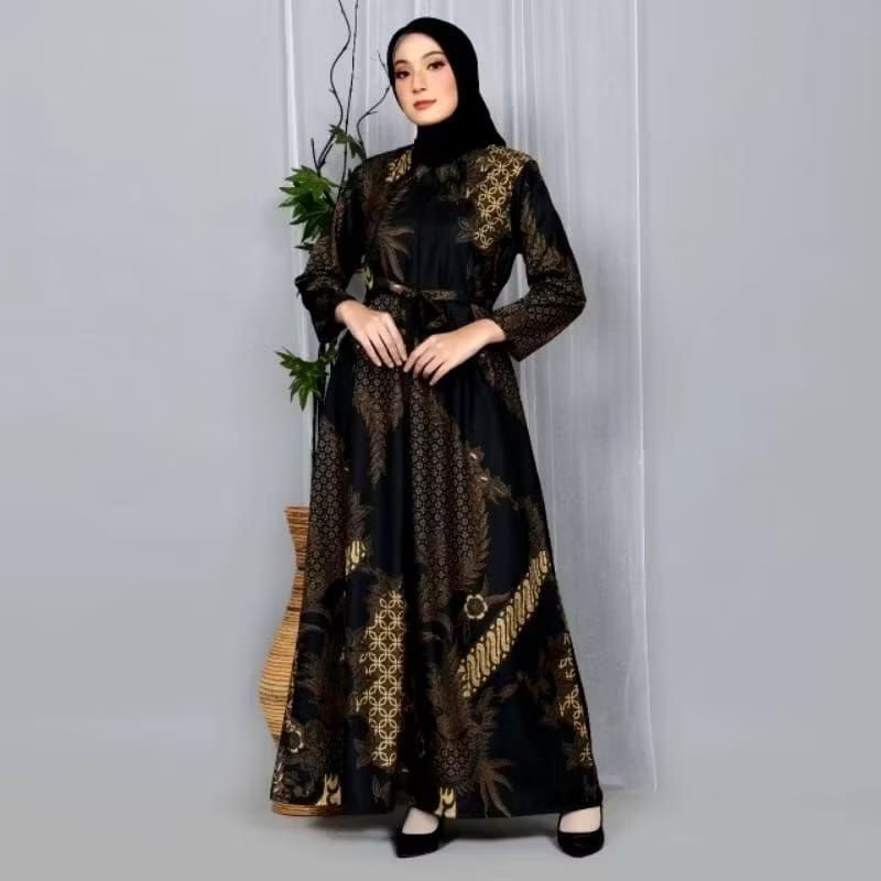 MS GAMIS BATIK SRIWEDARI MAXI MODERN JUMBO BUMIL/BUSUI KATUN SOGAN ALL SIZE