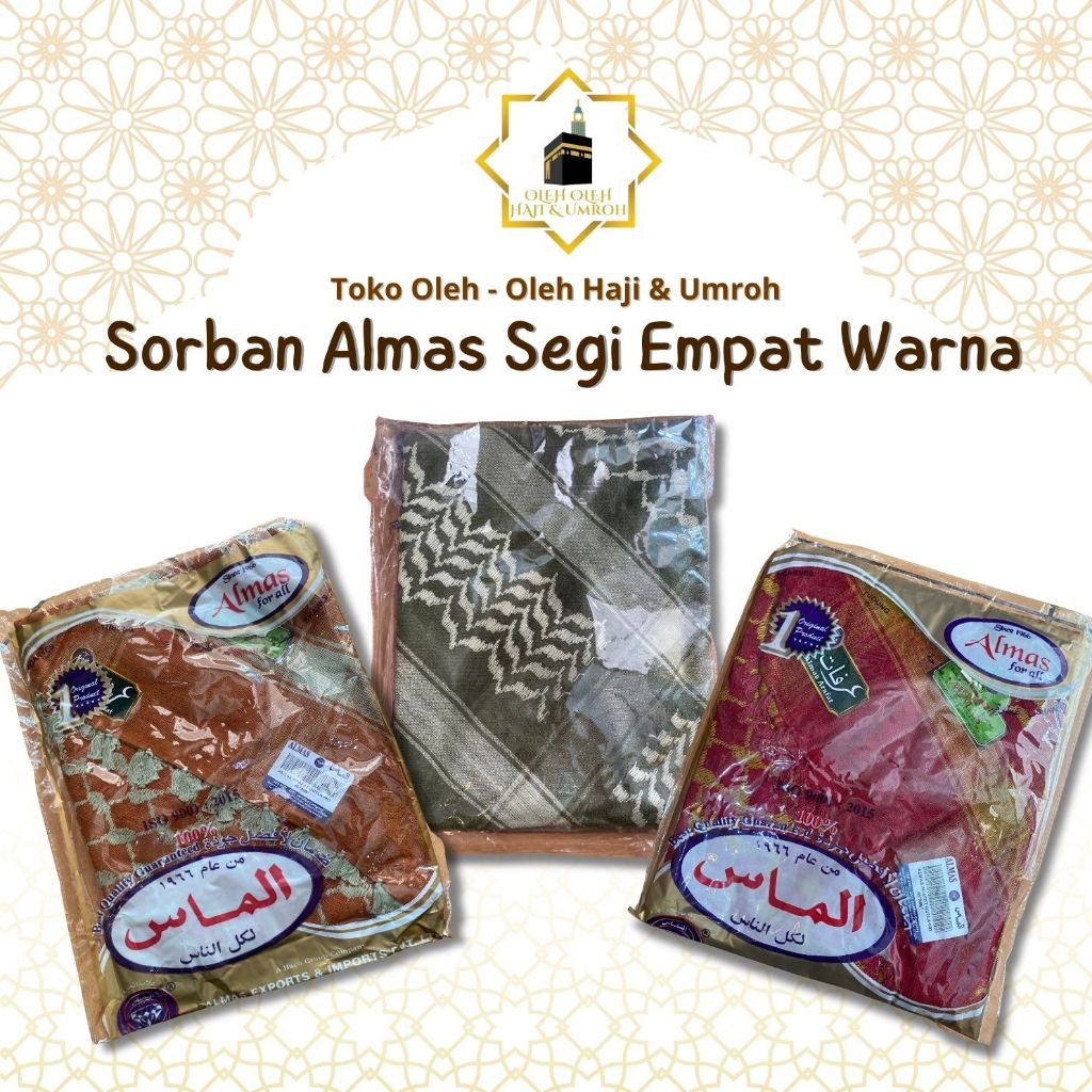 SORBAN ALMAS ARAFAT WARNA MIX SEGI EMPAT KONCER SEGI EMPAT SORBAN PREMIUM SORBAN HABIB SORBAN LAKI L