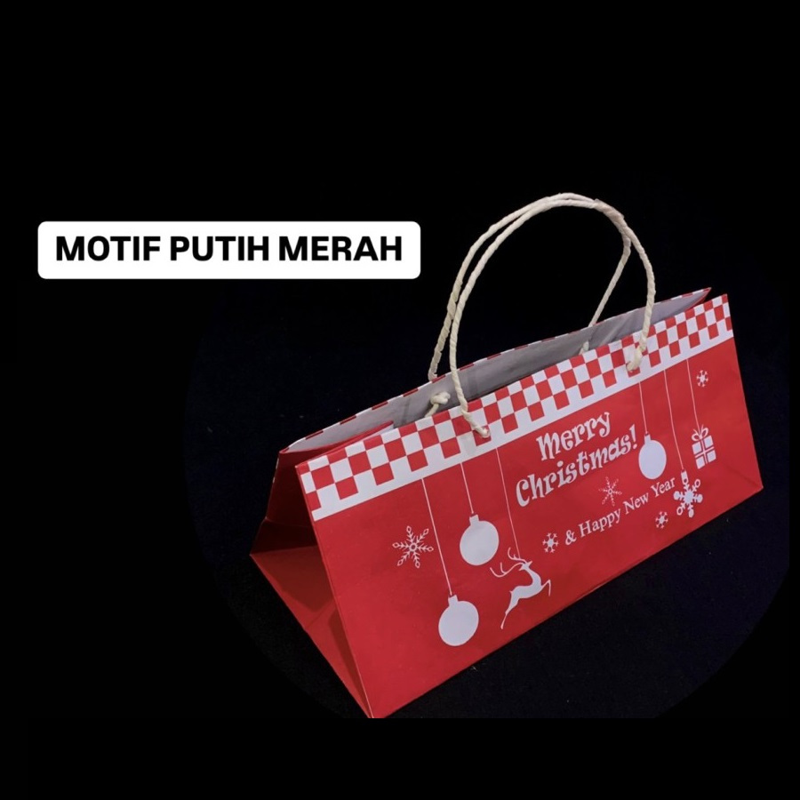 

5 Pcs Paperbag Natal 33x15x15 Cm Tas Kemasan Box Bolu Gulung Goodie Bag Dus Kue Brownies Christmas