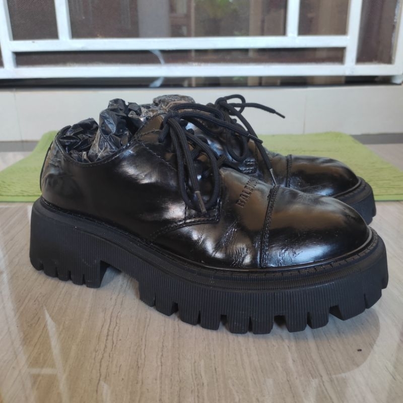 Balenciaga Chunky Derby Boots Black Leather Shine Size 41 Insole 25-26 Cm