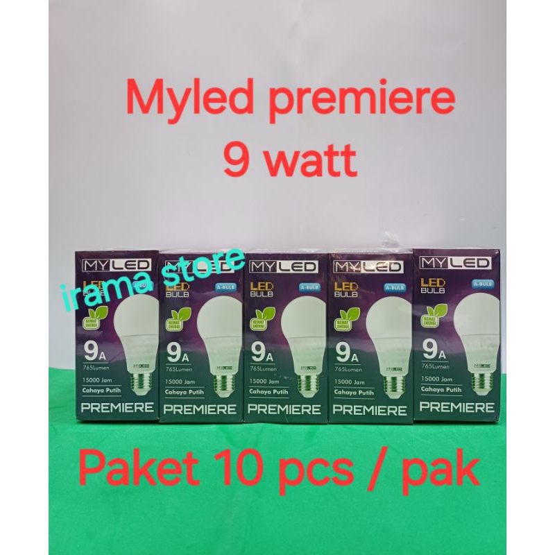LAMPU LED 9 WATT MY LED BULB PREMIER 9W /  9 watt Lampu myled premiere / Paket isi 10 pcs / Pak