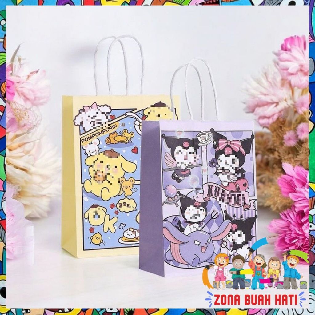 

ZBH Paper Bag Kantong Kertas Happy birthday Animasi Goodie Bag Bingkisan Snack Anak Tas Hampers Kado Motif Kartun Lucu