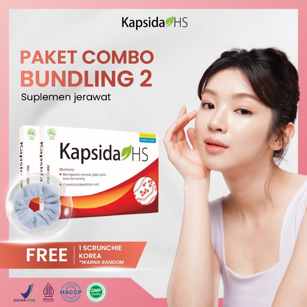 PROMO BUNDLING 2 KAPSIDA HS FREE 1 SCRUNCHIE KOREA  – Obat Jerawat Gatal-gatal Kulit Bisul Alergi Be