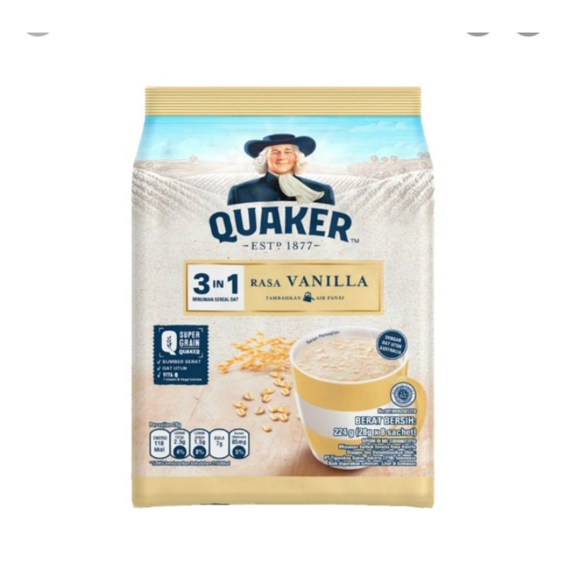 

Quaker oats 3 in 1 vanila bag 8x28 g