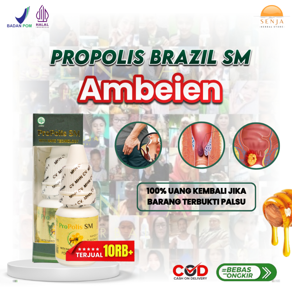 Best Seller! Propolis SM Obat Wasir Ambeien - 100% Asli Propolis Brazil - Halal BPOM (Bisa COD)