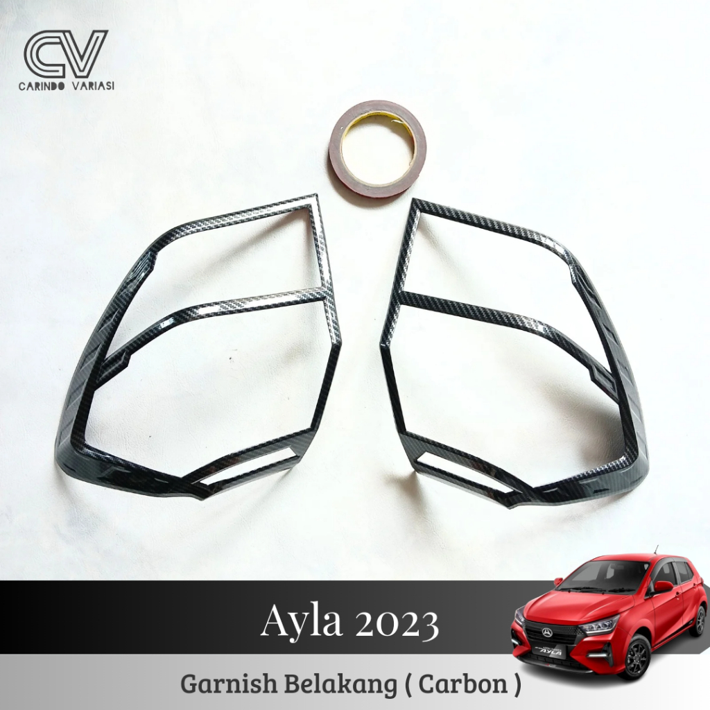 Cover Garnish Lampu Belakang Mobil Daihatsu Ayla 2023 Carbon