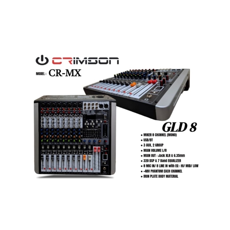 Mixer Audio 8 Channel Mixer CRIMSON GLD8 Bluetooth Usb