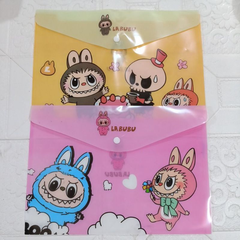 

Tas map/map plastik kancing/f4/map Kancing punggung motif labubu isi 12 pcs