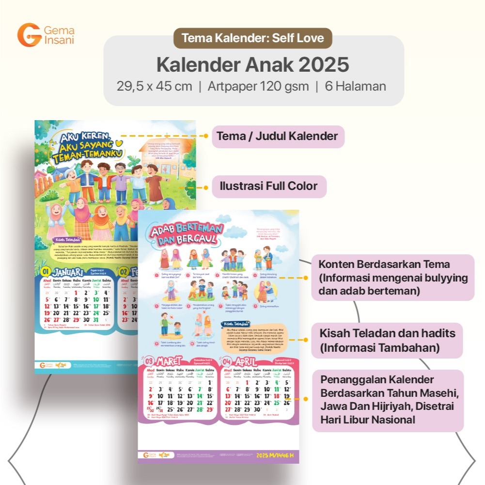 

Kalender Anak Muslim 2025 Gema Insani Kalender Dinding Kalender Harian Full Color Bisa COD ORIGINAL