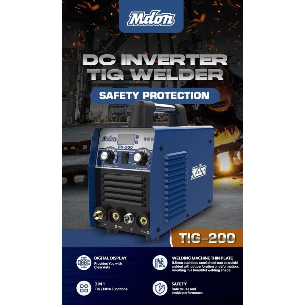 MDON Mesin Las Argon TIG200 MDON MMA / Mesin Las Listrik TIG 200 Trafo Travo Trapo Las Inverter Weld