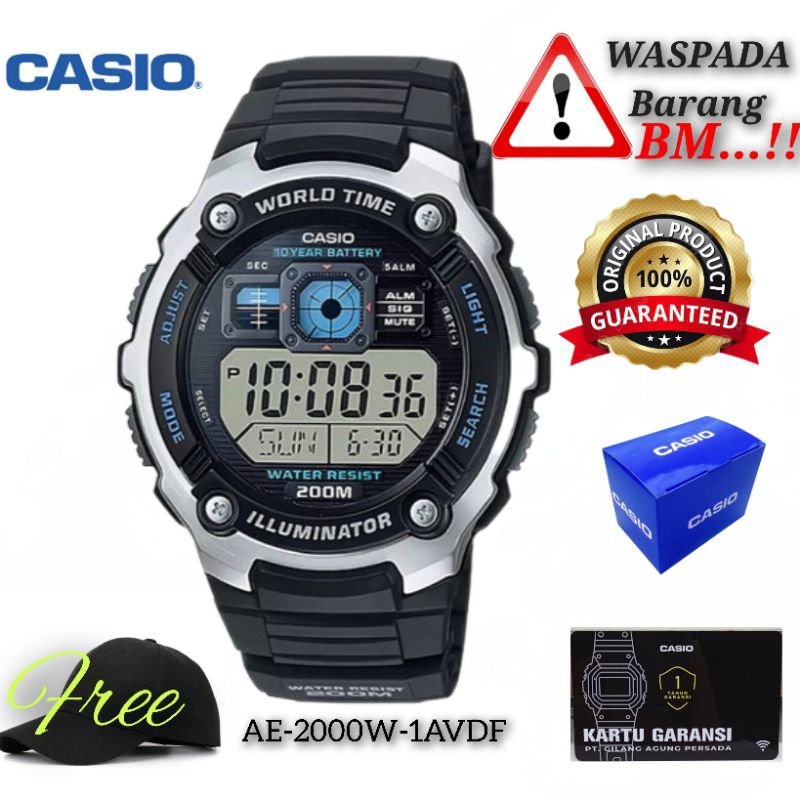 Jam Tangan Pria CASIO AE-2000W-1AVDF Original Tahan Air Garansi Resmi