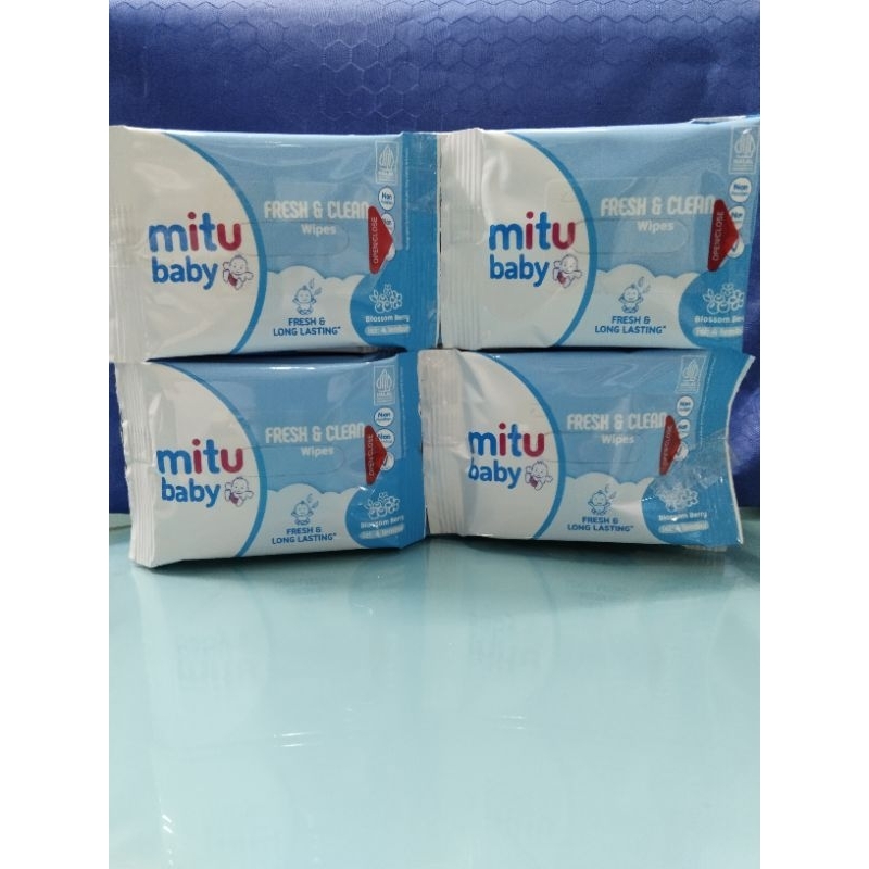 Mitu Tissue Basah Renceng/ Isi 12 Sachet Per Sachet isi 4Lembar-