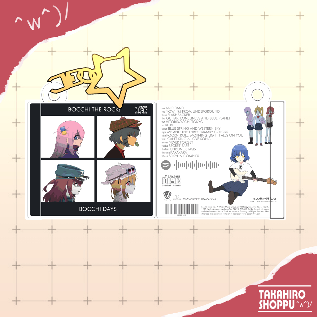 Gantungan Kunci CD Keychains Gorillaz album cover parody Bocchi The Rock
