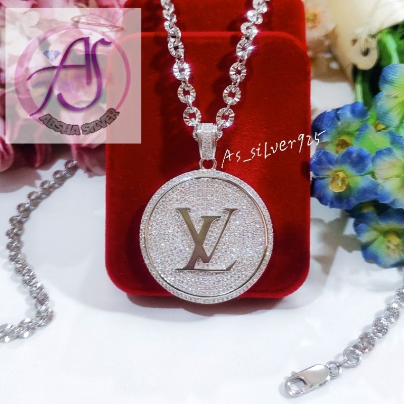 LIONTIN PERAK ELFIE BESAR ASLI SILVER 925 LAPIS MAS PUTIH