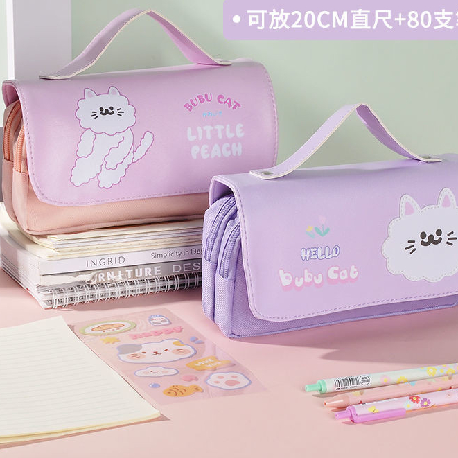 

Tempat Pensil Dua Tingkat, Kotak Alat Tulis Tahan Noda dengan Tampilan Bagus